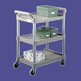 3-Shelf Economy Plastic Cart, 200-lb Capacity, 18-3/8x33-5/8x37-3/4, Platinum RUB342488PM