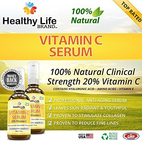 Vitamin-C Serum Hyaluronic Acid Reviews - Healthy Life Brand - 100% Natural Professional Skin Care 20% Vitamin C Face Facial Serum Plus Amino For Youthful Vibrant Skin Anti-Aging Anti-Wrinkle Liquid Face Eye Serum - Highest Quality Made in USA - Serum 1 Oz Vitamin-C Serum Hyaluronic Acid Reviews - Healthy Life Brand - 100% Natural Professional Skin Care 20% Vitamin C Face Facial Serum Plus Amino For Youthful Vibrant Skin Anti-Aging Anti-Wrinkle Liquid Face Eye Serum - Highest Quality Made in USA - Serum 1 Oz
