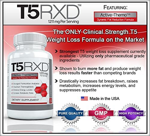T5 RXD Clinical Strength Thermogenic Fat-Reduction Formula Supplement Capsules, 90 Count
