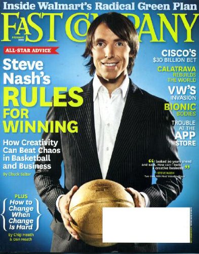 Fast Company February 2010 Steve Nash/Phoenix Suns on Cover, Walmart's Green Plan, Volkswagen's Chattanooga Tennessee Plant, Cisco in South Korea, Anil Dash, Apple's App Store