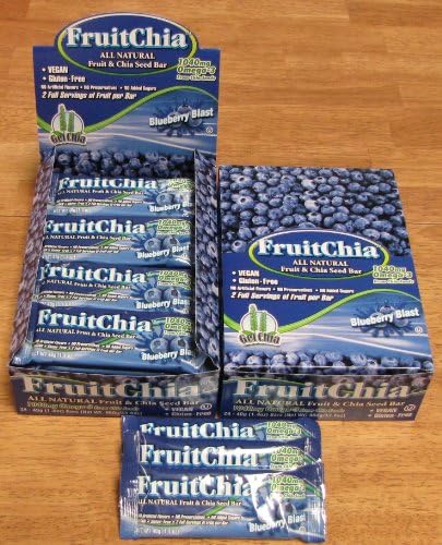 FruitChia Blueberry - All Natural / Real Fruit &amp; Chia Seed Bar With Omega-3. Gluten-Free, Kosher &amp; Vegan - 24 Pack