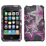 IMAGE OF Hard Diamante Protector Skin Cover (Faceplate/Snap On) Full Rhinestones Diamond Bling for Apple iPhone 3G 8GB 16GB / 3GS 16GB 32GB AT&T - Super Star