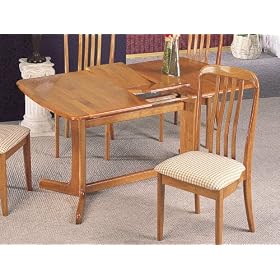 Double Pedestal Dining Table with Butterfly Leaf Oak Finish