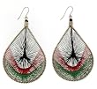 Silk Threaded Stainless Steel Earrings - Black Yellow Green Red