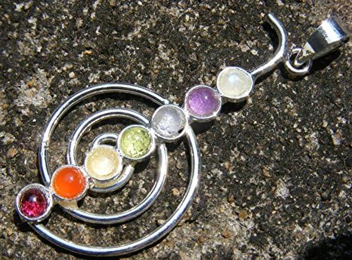 Placcato Argento Reiki Potenza Simbolo 7 Cabouchon Cristallo Chakra Ciondolo