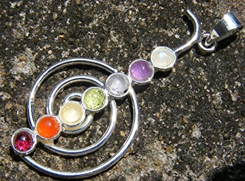 Placcato Argento Reiki Potenza Simbolo 7 Cabouchon Cristallo Chakra Ciondolo