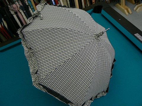 高級晴雨兼用傘 USED超美品 千鳥柄 フリル 中古