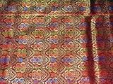 FREE SHIP 7p Red Floral Silk Sari India Bedding Bedspread Duvet King / Queen