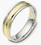 Custom Comfort Fit 6mm Platinum and 18 Karat Gold Wedding Band Ring