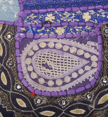 Imagen 3 de Patchwork hecho a mano indio Cover Designer algodón bordado Cojín establecer tamaño de 16 x 16 pulgadas Juego de 2 piezas