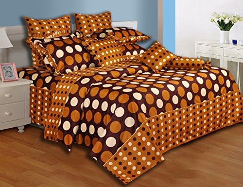 Salona Bichona Classic Cotton Satin Double Bedsheet with 2 Pillow Covers Mult...