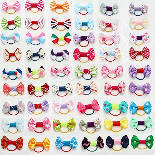 blyyasgi® 20 Pieces/pack Kids Pet Doggy Pup's Hair Head Flower Rubber Band Hair Bows for Small Puppy
