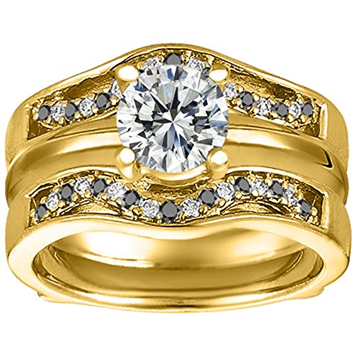 Black Diamond Traditional Style Curved Ring Guard Enhancer Set In