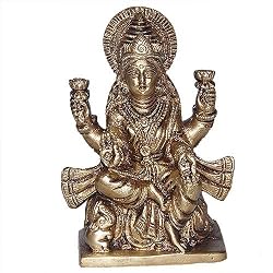 Hindu Goddess Lakshmi Brass Figurines or Statues 4.5 x 2.5 x 1.5 inches (laxmib002)