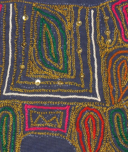 Imagen 3 de Indian algodón hecho a mano Zari bordado de lentejuelas y trabajo Cojín tamaño del conjunto de 16 x 16 pulgadas Juego de 2 piezas