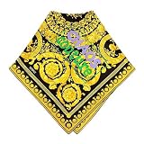 Versace Black & Gold Ornamental Logoed Printed Silk Square Scarf
