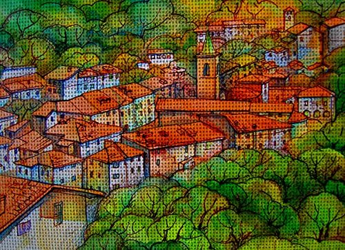 Needlepoint canvas 'In Fiumalbo.I?taly'