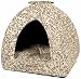 AlphaPooch Napper Cat Den, Black Berry Branch Fabric with Black Solid Interior