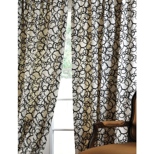 Cirque Black Printed All Cotton Curtains and Drapes 50x120