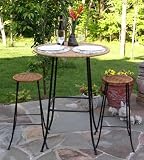 Indoor Furnitures item: 4D Concepts 139014 Bistro Set w/ 2 Stools PVC - Wicker/Black