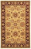 Legacy Handmade Wool and Silk Rug Beige Burgundy 5' x 8' Area Rug