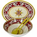 Serving Set of Le Cadeaux Triple Weight Melamine 12" Salad or Serving Bowl, Serving Utensils and 16" Platter