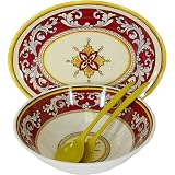 Serving Set of Le Cadeaux Triple Weight Melamine 12" Salad or Serving Bowl, Serving Utensils and 16" Platter