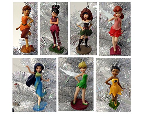 Tinker Bell The Pirate Fairy Set of 7 Holiday Christmas Tree Ornaments Featuring Tinker Bell, Zarina, Iridessa, Rosetta, Fawn, Silvermist, ande Vidia – Shatterproof Plastic Ornaments Range from 3″ to 3.5″ Tall