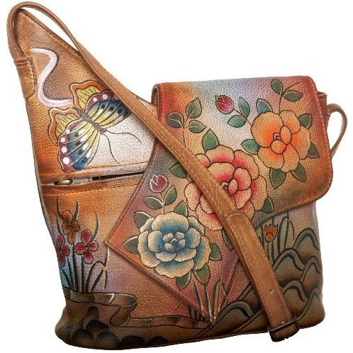 Anuschka Flap Sling Bag Premium Rose Antique Shoulder Bags
