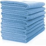 Vibrawipe Microfiber Cloth - Pack of 8 Pieces (All-Blue) Microfiber Cleaning Cloths, HIGH ABSORBENT, LINT-FREE, STREAK-FREE, For Kitchen, Car, Windows
