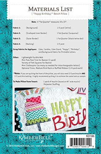 Kalmbach Publishing Co KBDKD186 Kimber Bell Happy Birthday Bench Pillow Ptrn