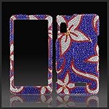 Xtreme Flowers on Blue Cristalina crystal bling case-cover for Motorola A955 Droid 2