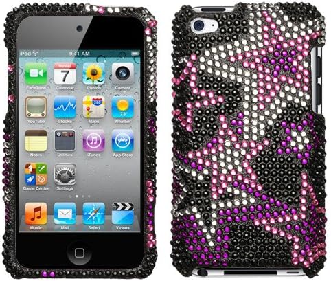 Hard Diamante Protector Skin Cover (Faceplate/Snap On) Full Rhinestones Diamond Bling for Apple iPod Touch 4 8GB 32GB 64GB - Super Star