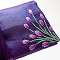 Silk Jewellery Roll, Fairtrade, Lavender Silk with Embroidery