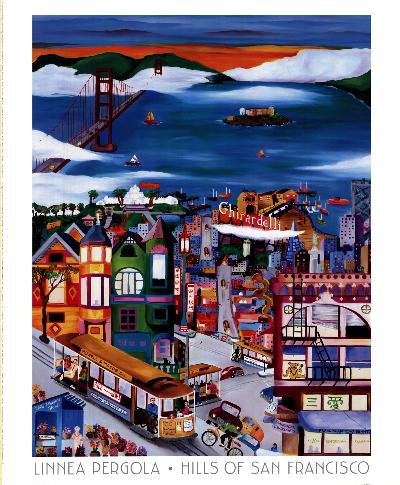 Hills of San Francisco by Linnea Pergola. Size 22.77 inches width by 29.98 inches height. High Quality Art Poster Print