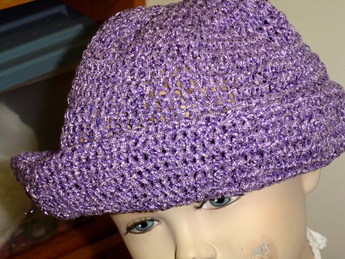 Cover image : Htm78prp, Hand Crocheted Purple Metallic Gimp Floppy Hat for Teens and Adults