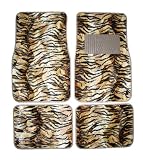 2010 F150 Tan Brown Tiger Stripe Animal Print Front & Rear Carpet Car Truck SUV Floor Mats