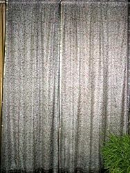 2 Gray Floral Printed Art Silk Sari Curtains Floral Drapes Panels 84 Inch