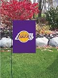 LOS ANGELES LAKERS OFFICIAL LOGO GARDEN FLAG AND STAND