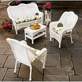 Salem Harbor 6 Piece Resin Wicker Set - White