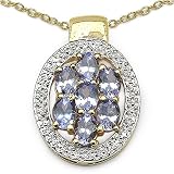 1.20 Carat Genuine Tanzanite 14K Yellow Gold Over Silver Pendant