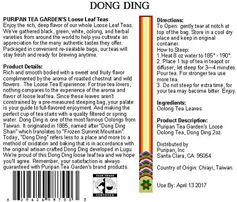Puripan Loose Oolong Tea, Dong Ding 2 oz. Bag,