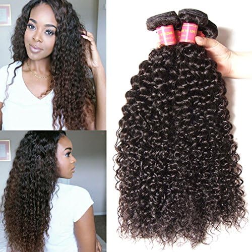 Jolia Hair 6a Unprocessed Virgin Brazilian Curly Hair 3 Bundles 14 16 18inch Natural Black Human Hair Weave Extensions Pack of 3 No Shedding and Tangle Free