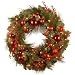 National Tree 24 Inch Decorative Collection Christmas Red Mixed Wreath with 50 Battery Operated Soft White LED Lights with Timer  (DC13-159-24WB-1)