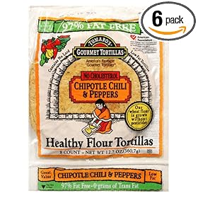 Tumaro's 8-Inch Tortillas, Chipotle Chili & Peppers, 12.7-Ounce Packages (Pack of 6)