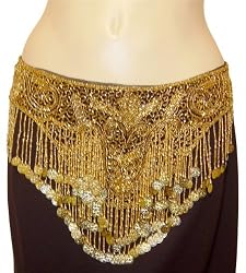 Gold Glass Beaded Belt with Coins