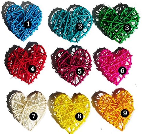 Exotic Elegance Set of 20 Customized Color Heart Woven Rattan Supplies for String Lights /Home Decor/ Valentine's Party.