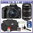Canon EOS Rebel T1i 15.1 MP Digital SLR w/ Canon EF-S 18-55mm IS Lens & Canon EF-S 55-250mm IS Lens + Canon Battery + Canon Bag + 8GB + Deluxe Accessory Package K#6