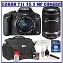 Canon EOS Rebel T1i 15.1 MP Digital SLR w/ Canon EF-S 18-55mm IS Lens & Canon EF-S 55-250mm IS Lens + Canon Battery + Canon Bag + 8GB + Deluxe Accessory Package K#6