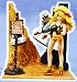 Funimation Year 2002 Dragon Ball Boxed Set Collectible 7 Inch Tall Action Figure - LAUNCH with Wanted Post Sign, Assault Rifle, Green Bag and Display Base with 3-D Surrounding_s-2